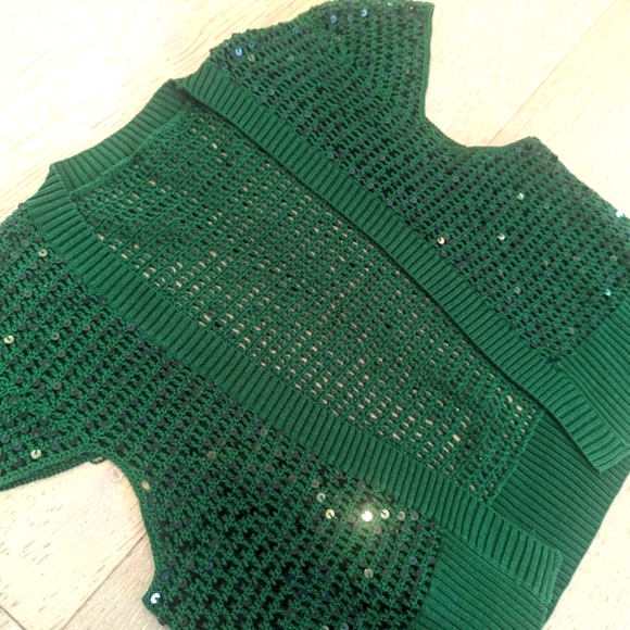 BCBG Emerald Green Sequined Knit Shrug; Likely Size XS - Picture 1 of 9